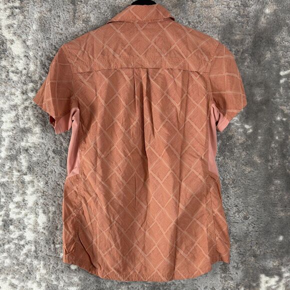 Rei Co op Size XS Stretch Diamond Casual Button Shirt Pink Short Sleeve Collar - Picture 4 of 9